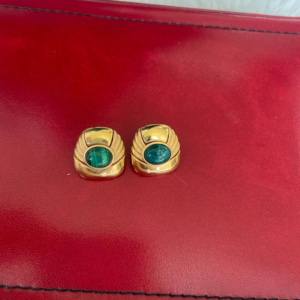 Elegant Gold and Green Earrings